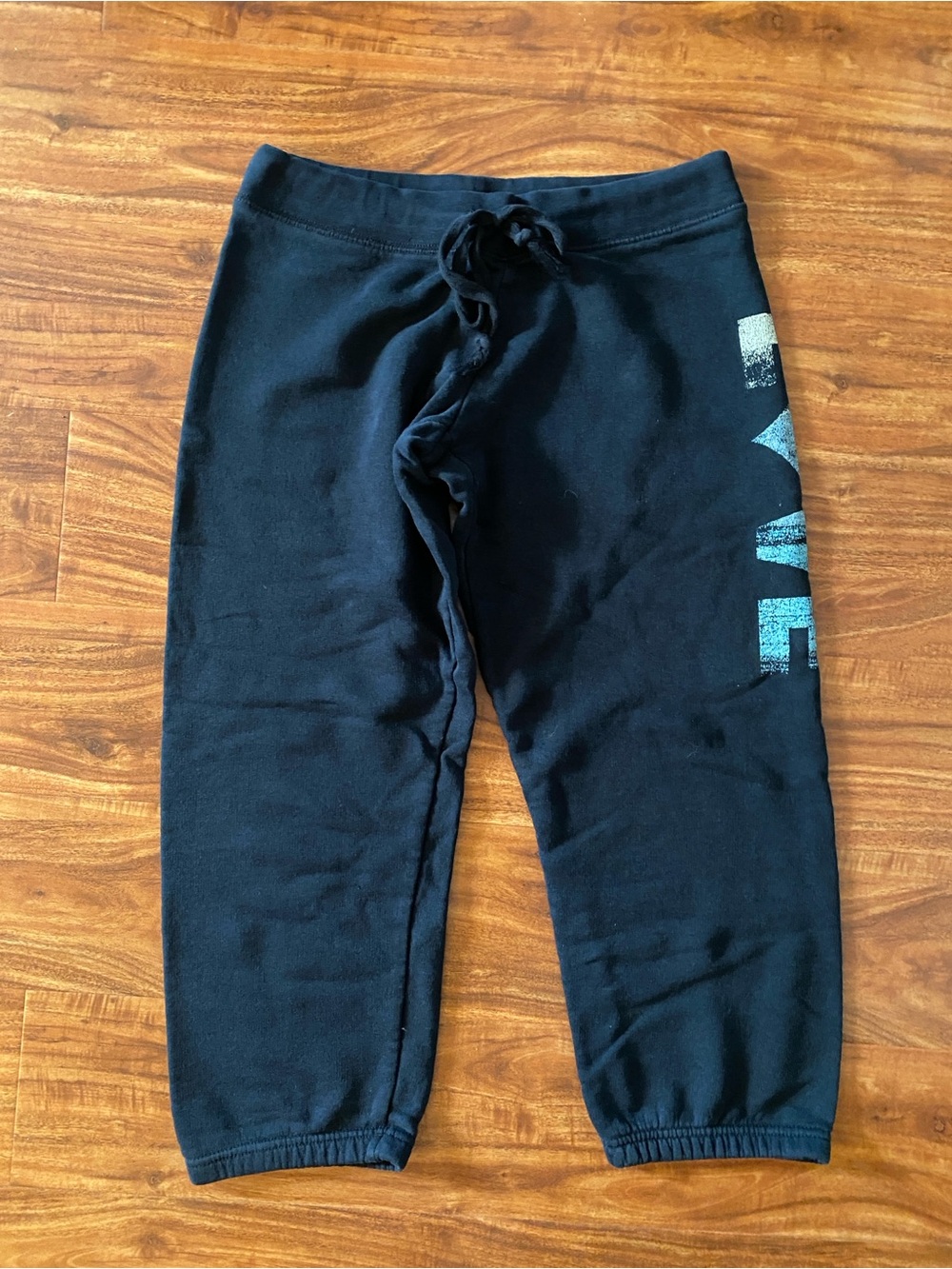 Rock & Rose Womens Black LOVE Drawstring Lowrise Crop Jogger Sporty Girly Size M